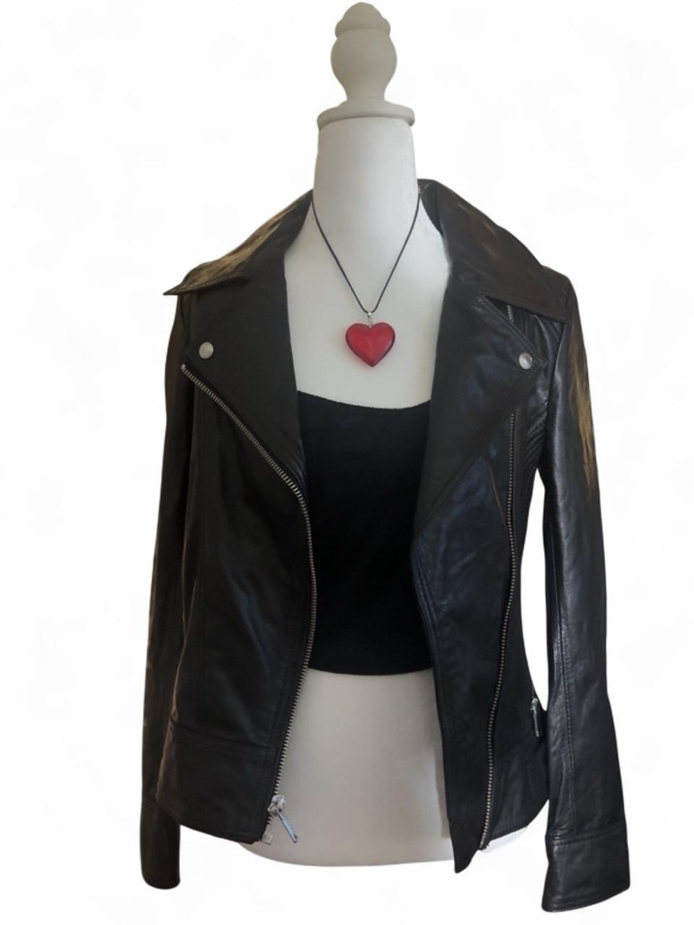 Guess Black Leather Moto Jacket